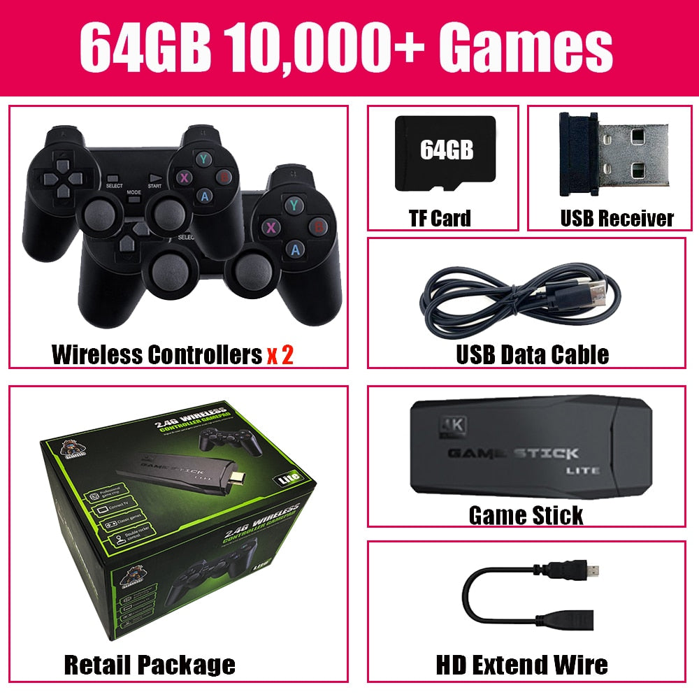 Video Game Stick Retrô Original 4k 10000 Jogos 64G - Emulador Arcade™