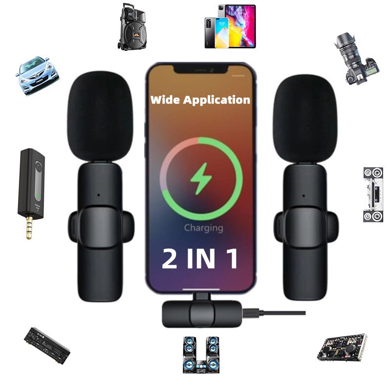 YLW Microfone de lapela sem fio portátil Gravação de áudio e vídeo Mini Mic para ios e Android Live Broadcast Gaming Phone Mic